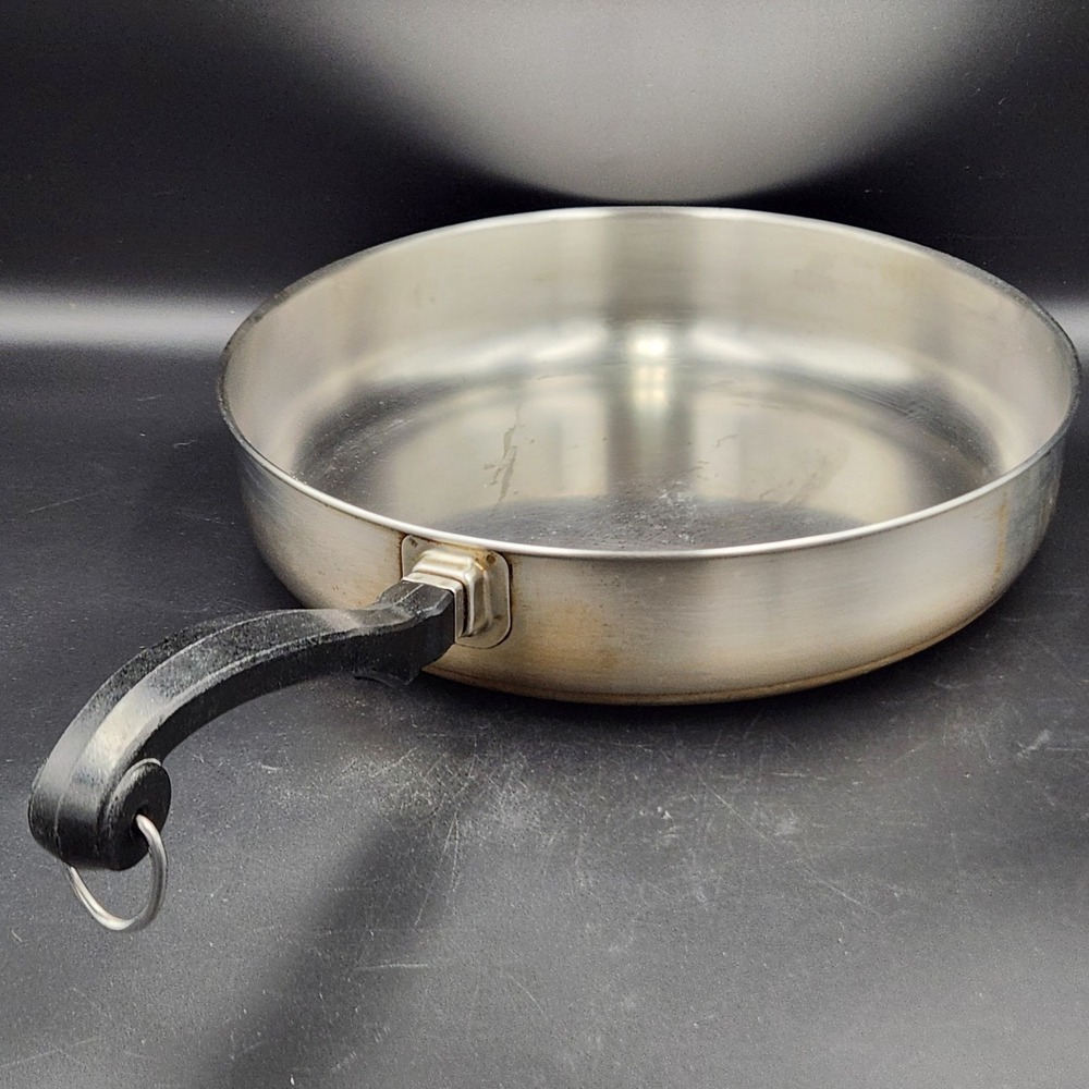 Farberware 10" Stainless Frying Pan No Lid Aluminum Clad USA Vintage Skillet